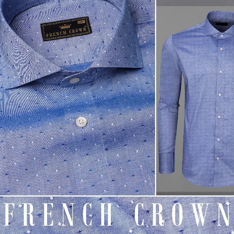 Chambray Blue Dobby Textured Premium GizaCotton Shirt