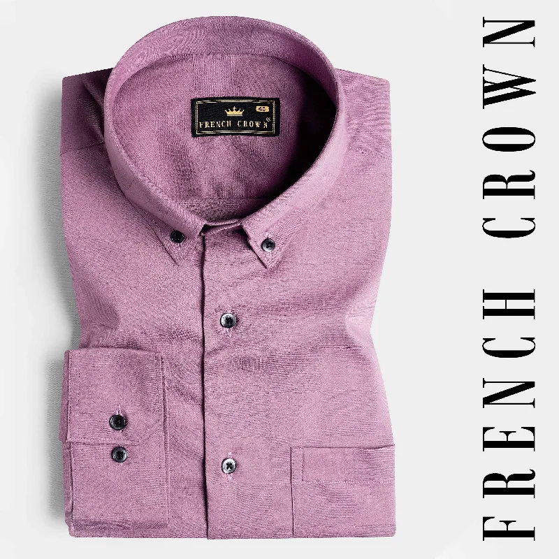 Mountbatten Lavender Dobby Textured Premium Giza Cotton Stretchable Shirt