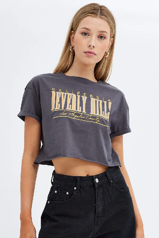 Grey Graphic Tee Short Sleeve