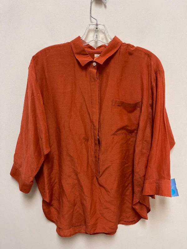 Top Short Sleeve By Loft In Orange, Size: M